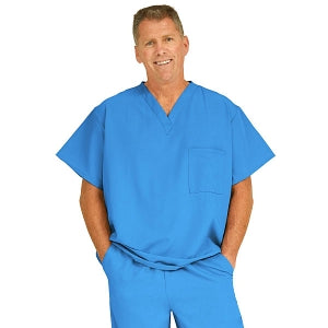 Medline Fifth ave Unisex Stretch Fabric V-Neck Scrub Top with 1 Pocket - Fifth ave Unisex V-Neck Scrub Top with 1 Pocket, Size 4XL, Royal Blue - 5910RYL4XL