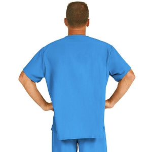 Medline Fifth ave Unisex Stretch Fabric V-Neck Scrub Top with 1 Pocket - Fifth ave Unisex V-Neck Scrub Top with 1 Pocket, Size L, Royal Blue - 5910RYLL