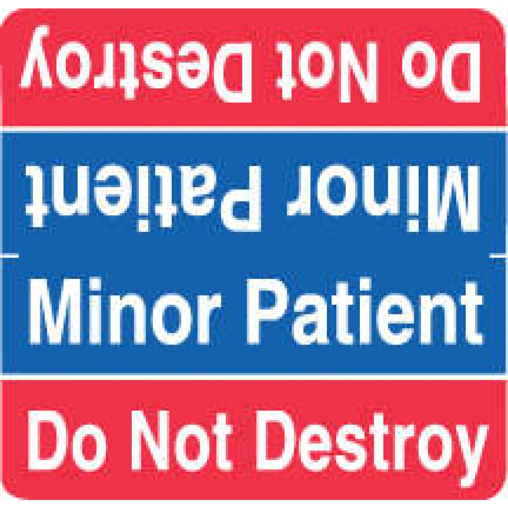 Label Wraparound Paper Permanent Minor Patient Do 1 7/8" X 1 7/8" Blue And Red 1000 Per Roll