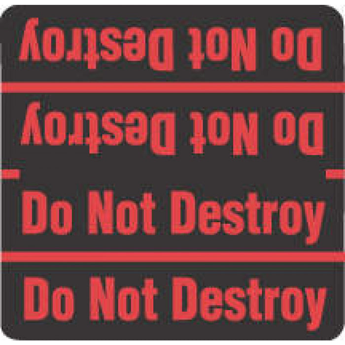 Label Wraparound Paper Permanent Do Not Destroy Do Not 1 7/8" X 1 7/8" Black 1000 Per Roll