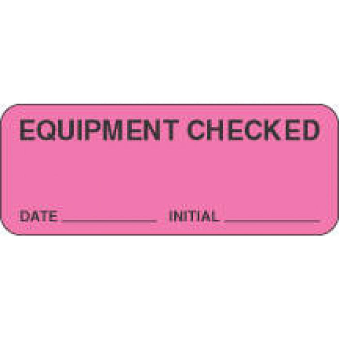 Label Paper Removable Equipment Checked 2 1/4" X 7/8" Fl. Pink 1000 Per Roll