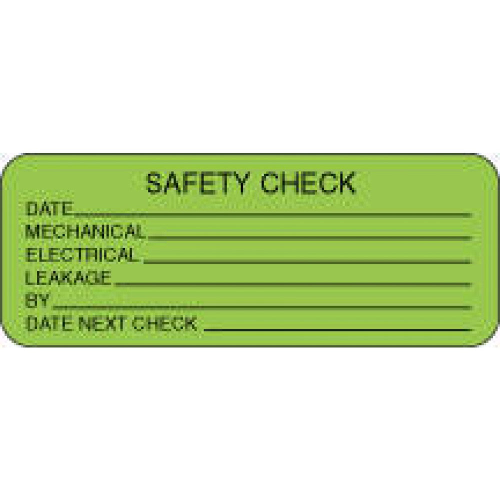 Label Paper Removable Safety Check 2 1/4" X 7/8" Fl. Green 1000 Per Roll