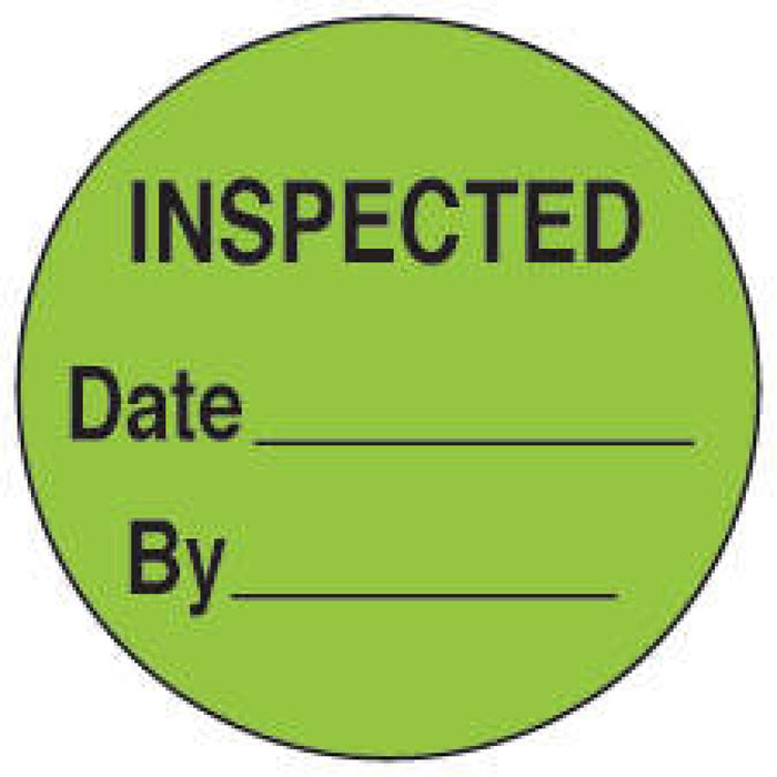 Label Paper Permanent Inspected Date Fl. Green 1000 Per Roll