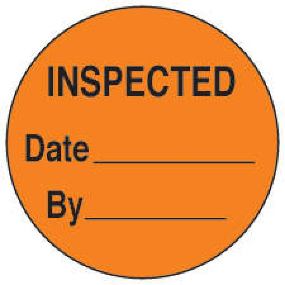 Label Paper Permanent Inspected Date Fl. Orange 1000 Per Roll