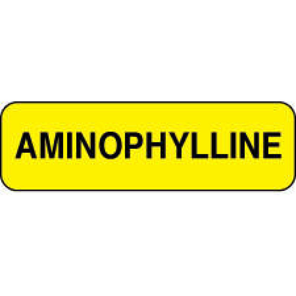 Label Paper Permanent Aminophylline 1 1/4" X 3/8" Fl. Yellow 1000 Per Roll