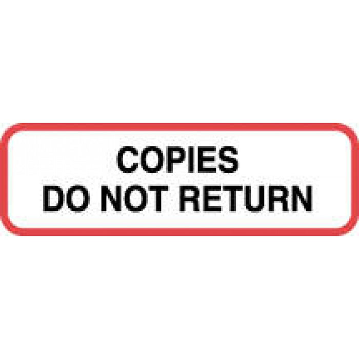 Label Paper Permanent Copies Do Not Return 1 1/4" X 3/8" White With Red 1000 Per Roll