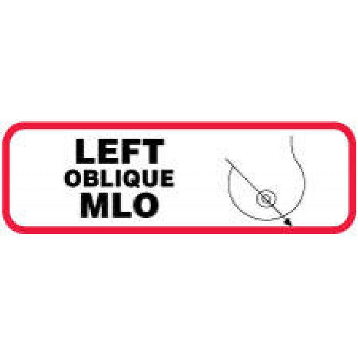 Label Paper Permanent Left Oblique Mlo 1 1/4" X 3/8" White With Red 1000 Per Roll