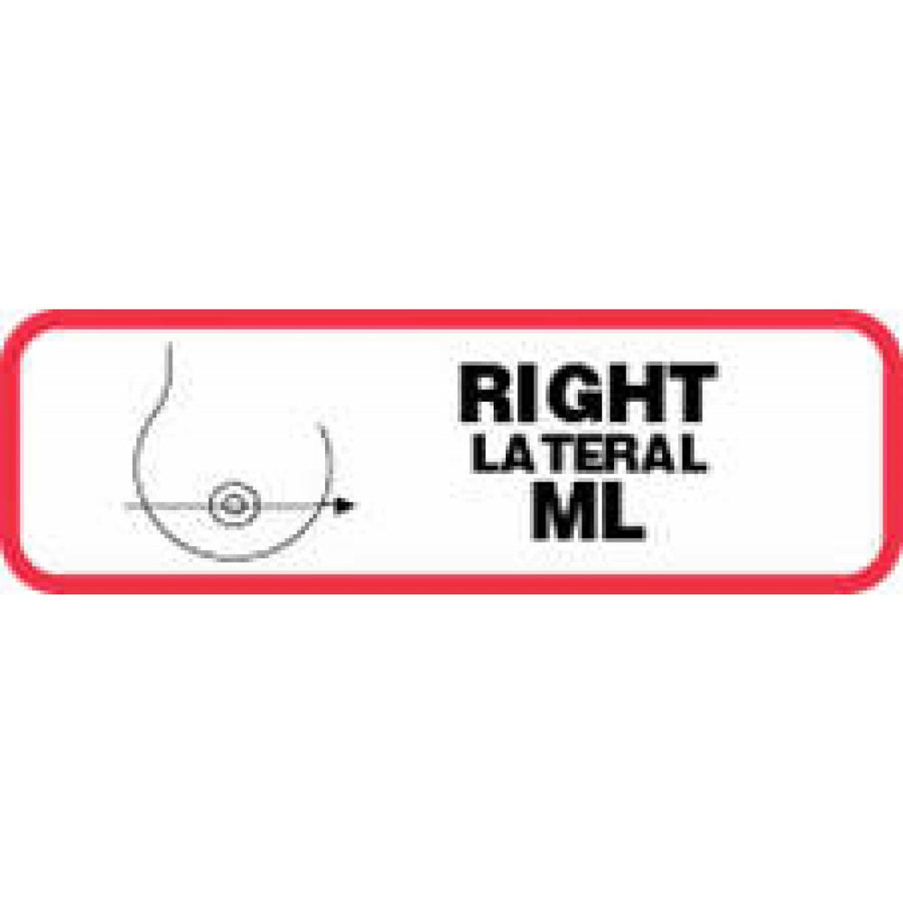 Label Paper Permanent Right Lateral Ml 1 1/4" X 3/8" White With Red 1000 Per Roll