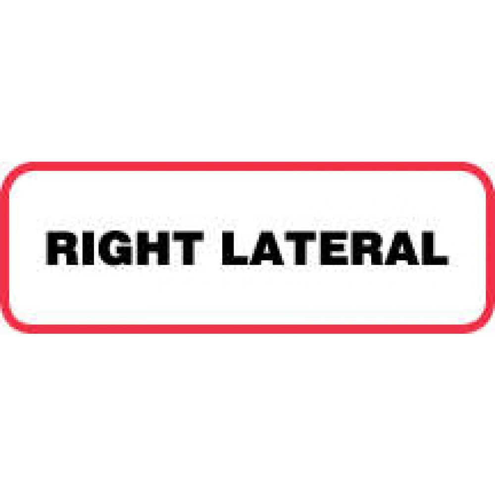 Label Paper Permanent Right Lateral 1 1/2" X 1/2" White With Red 1000 Per Roll