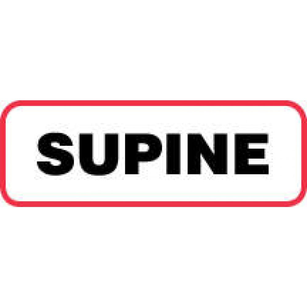 Label Paper Permanent Supine 1 1/2" X 1/2" White With Red 1000 Per Roll