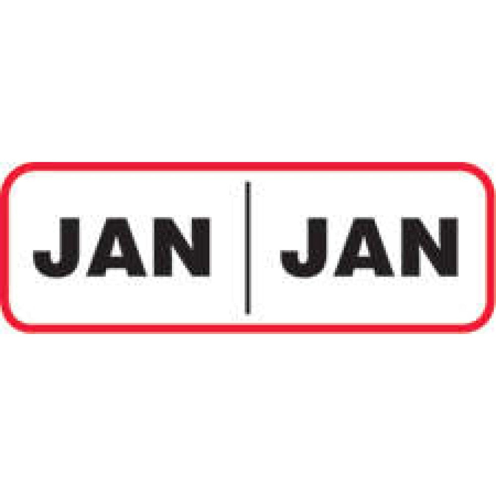 Label Wraparound Paper Permanent Jan | Jan 1 1/2" X 1/2" White With Red 1000 Per Roll