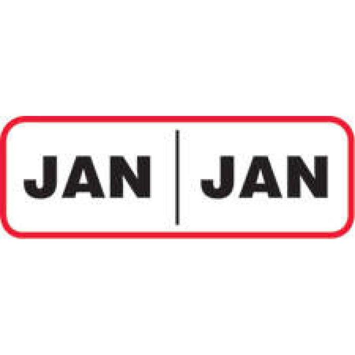 Label Wraparound Paper Permanent Jan | Jan 1 1/2" X 1/2" White With Red 1000 Per Roll