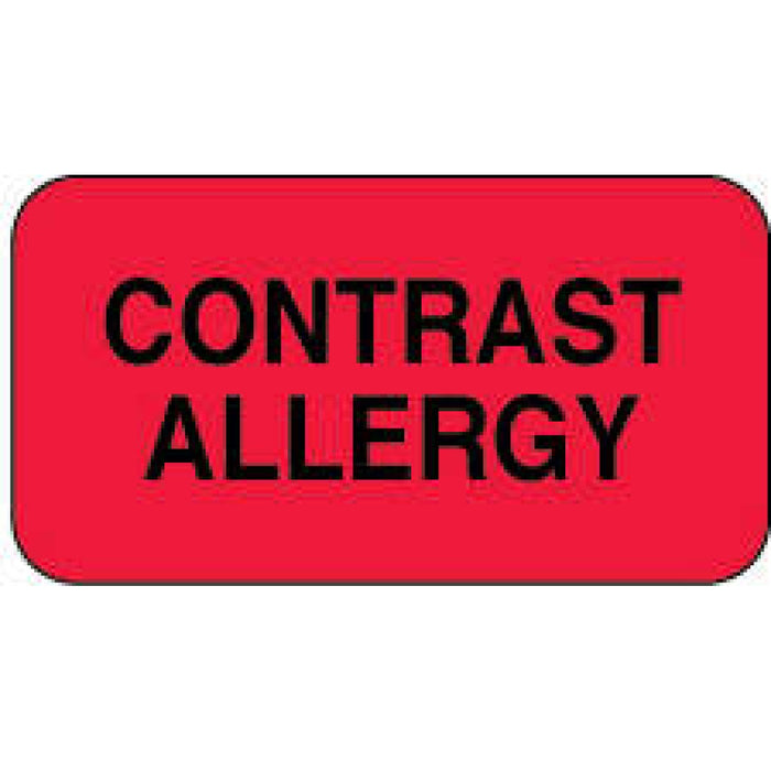 Label Paper Permanent Contrast Allergy 1 5/8" X 7/8" Fl. Red 1000 Per Roll