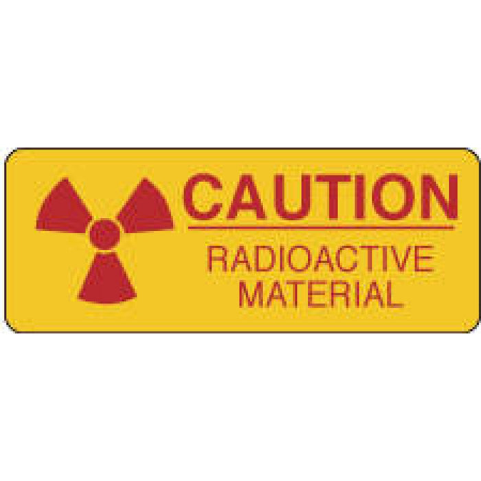 Label Paper Permanent Caution Radioactive 2 1/4" X 7/8" Yellow 1000 Per Roll