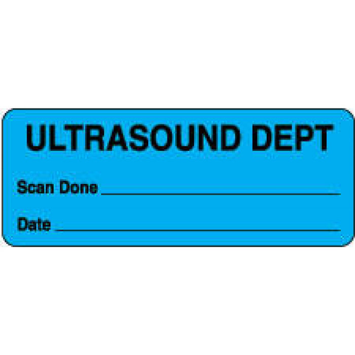 Label Paper Permanent Ultrasound Dept Scan 2 1/4" X 7/8" Blue 1000 Per Roll