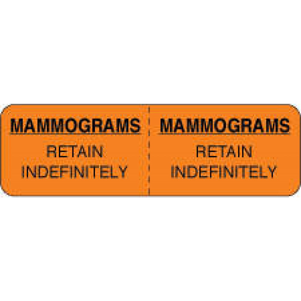 Label Wraparound Paper Permanent Mammograms Retain 2 7/8" X 7/8" Fl. Orange 1000 Per Roll