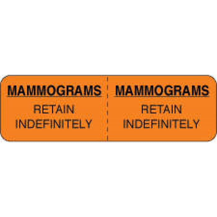 Label Wraparound Paper Permanent Mammograms Retain 2 7/8" X 7/8" Fl. Orange 1000 Per Roll