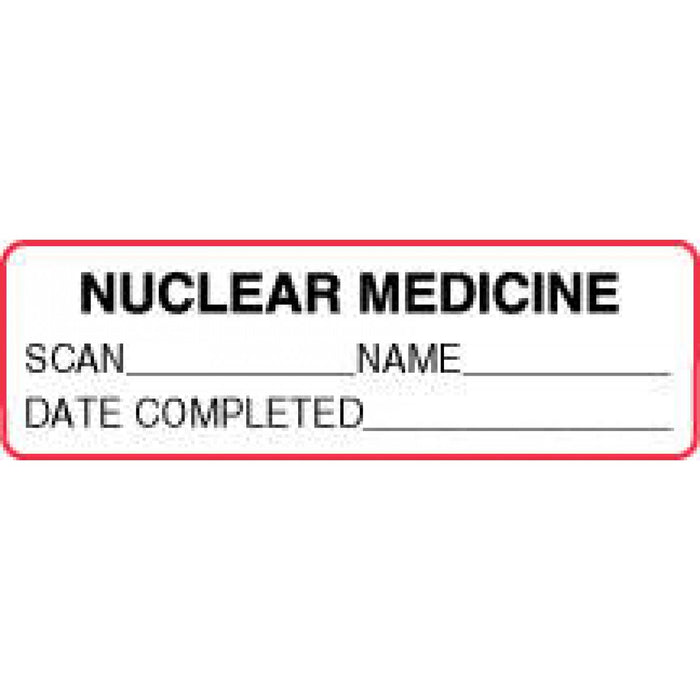 Label Paper Permanent Nuclear Medicine 2 7/8" X 7/8" White With Red 1000 Per Roll