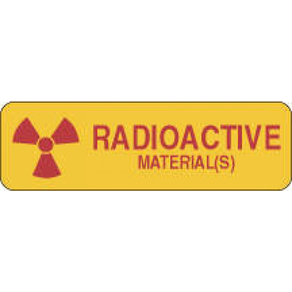 Label Paper Permanent Radioactive Material 2 7/8" X 7/8" Yellow 1000 Per Roll