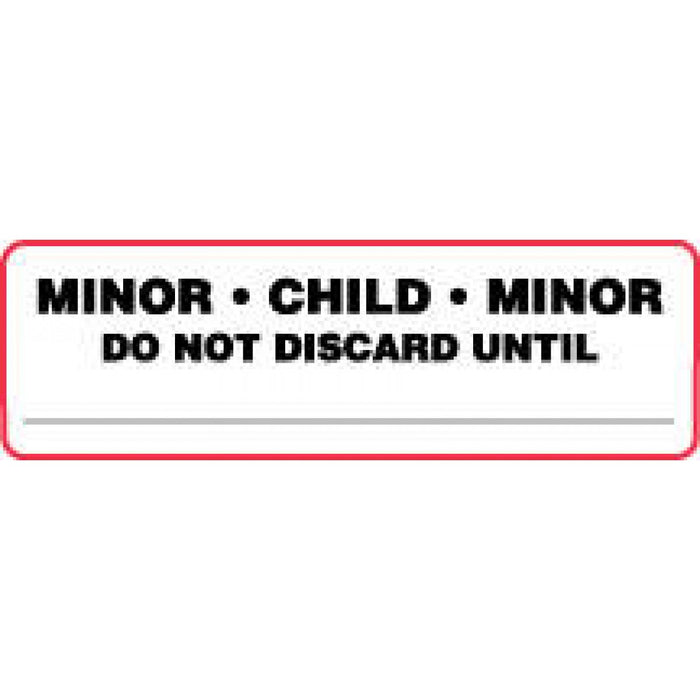 Label Paper Permanent Minor . Child . Minor 2 7/8" X 7/8" White With Red 1000 Per Roll