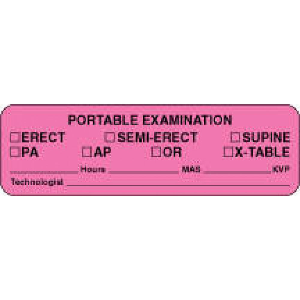 Label Paper Permanent Portable Examination 2 7/8" X 7/8" Fl. Pink 1000 Per Roll