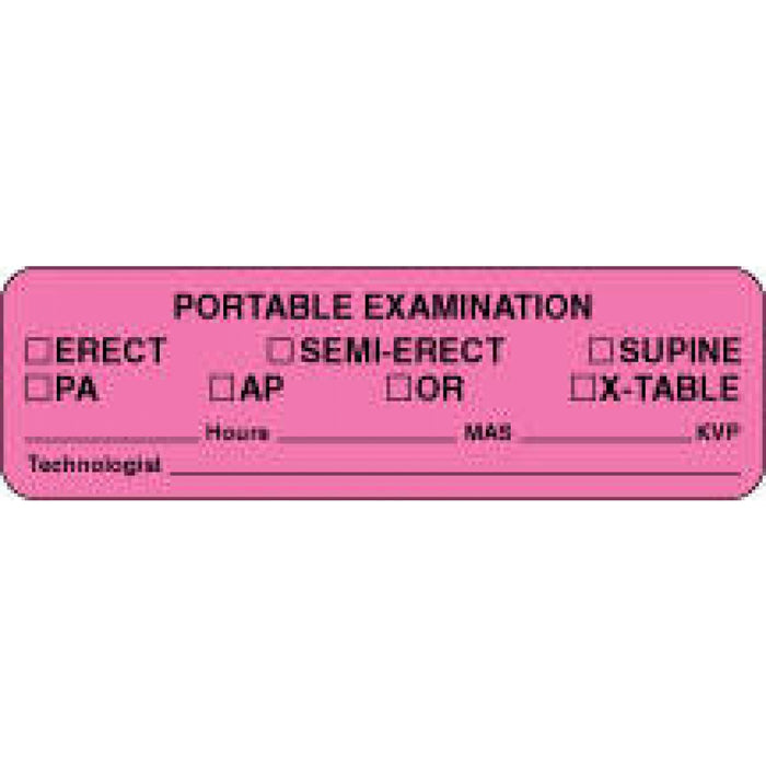 Label Paper Permanent Portable Examination 2 7/8" X 7/8" Fl. Pink 1000 Per Roll