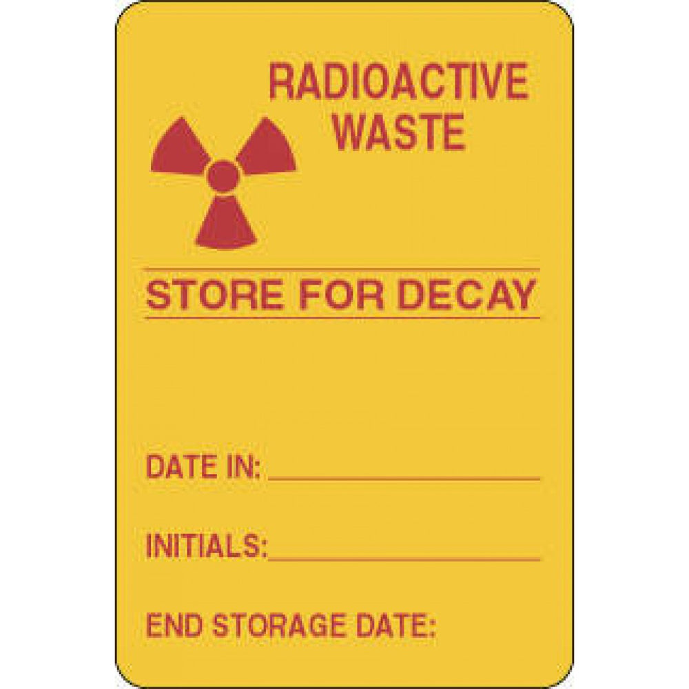 Label Paper Permanent Radioactive Waste 3" X 2" Yellow 500 Per Roll