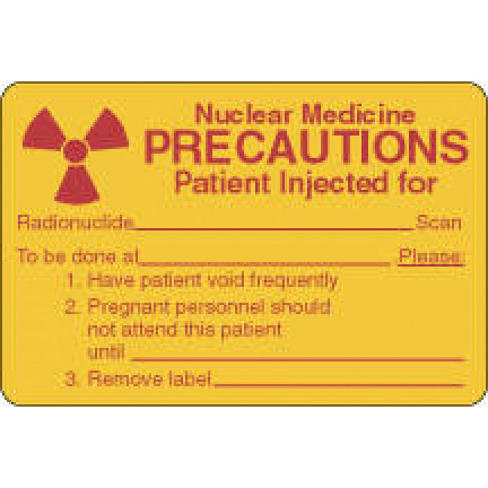 Label Paper Permanent Nuclear Medicine 3" X 2" Yellow 500 Per Roll