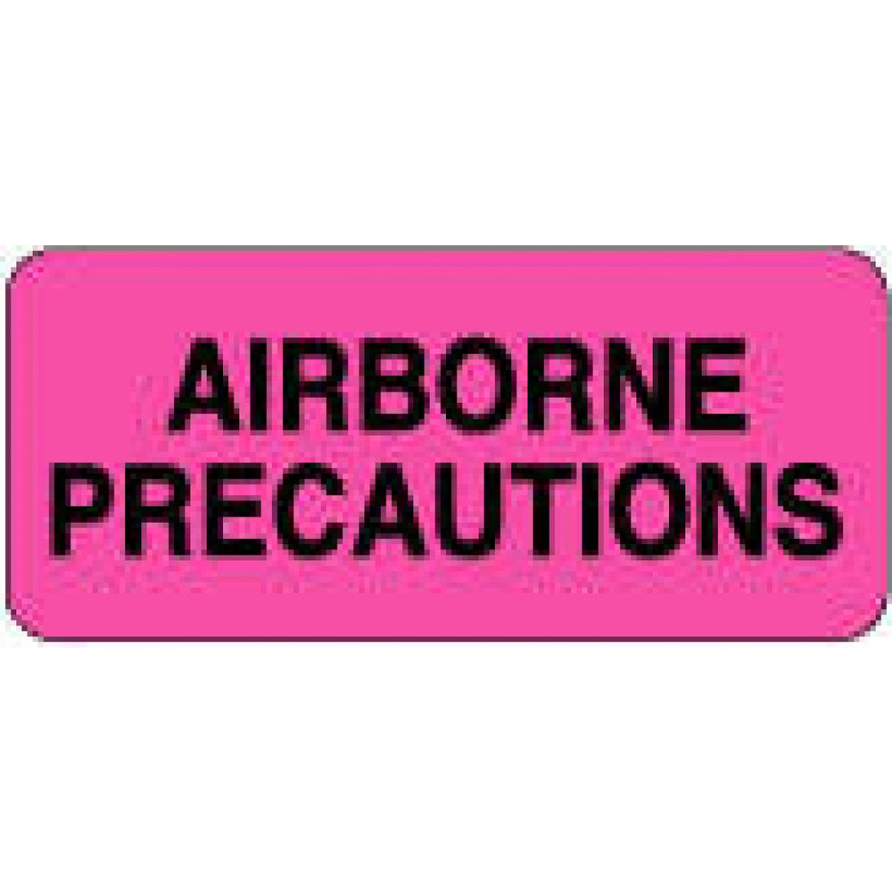 Label Paper Removable Airborne Precautions 2 1"/4" X 1 Fl. Pink 1000 Per Roll