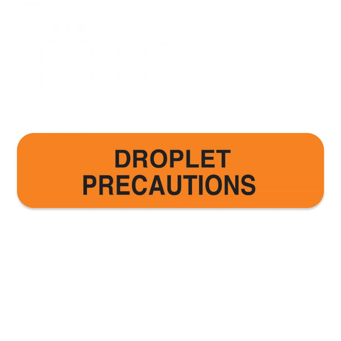 Label Paper Removable Droplet Precautions 1-1/4" X 3/8" Fl. Orange 1000 Per Roll