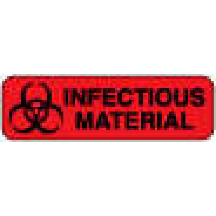 Label Paper Permanent Infectious Material 1 1/4" X 3/8" Fl. Red 1000 Per Roll