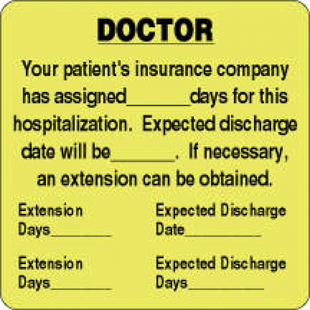 Label Paper Removable Doctor Your 2 1/2" X 2 1/2" Fl. Yellow 500 Per Roll