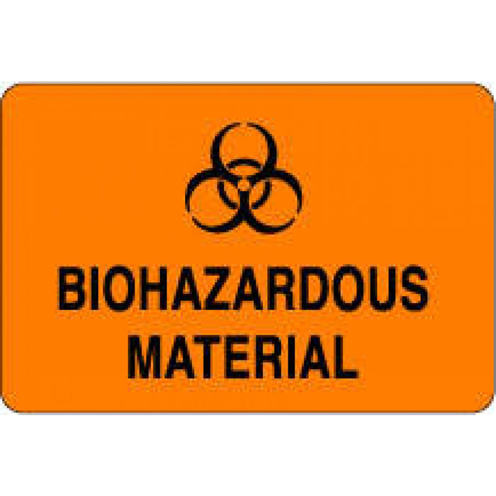 Label Paper Permanent Biohazardous Material 3" X 2" Fl. Orange 500 Per Roll