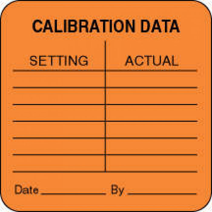 Label Paper Permanent Calibration Data 1 1/2" X 1 1/2" Fl. Orange 1000 Per Roll