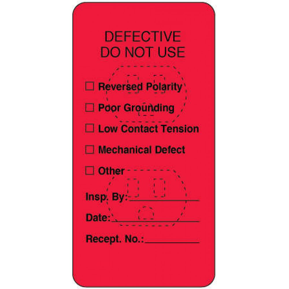 Label Paper Removable Defective Do Not 1 1/2" X 3" Fl. Red 500 Per Roll