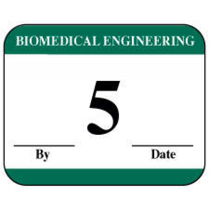 Label Synthetic Permanent Biomedical Engineering 1" 1/4" X 1 White With Green 1000 Per Roll