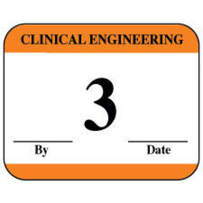 Label Synthetic Permanent Clinical Engineering 1" 1/2" Core 1 1/4" X 1 White With Orange 1000 Per Roll