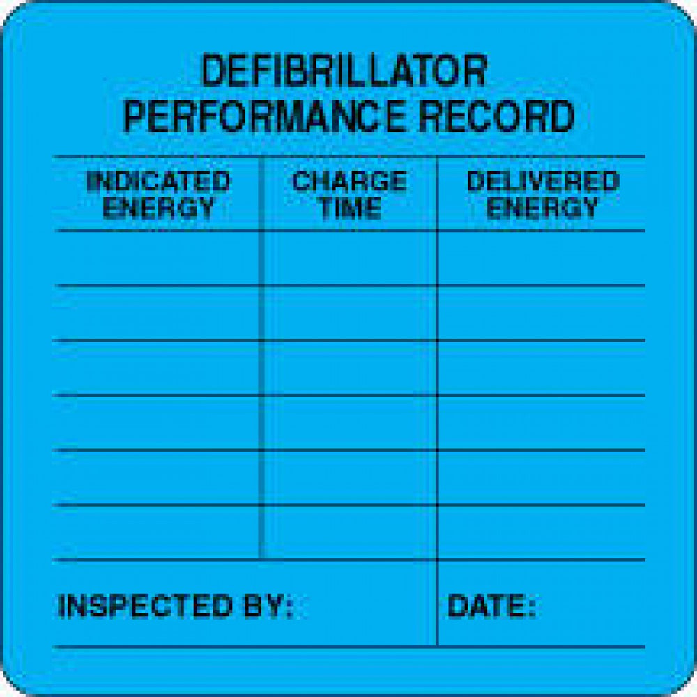 Label Paper Permanent Defibrillator Perform 2 1/2" X 2 1/2" Blue 500 Per Roll