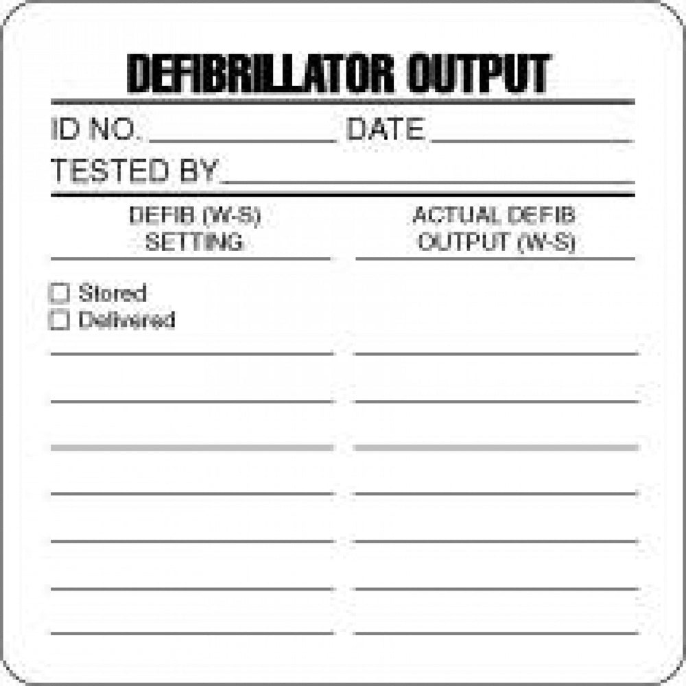 Label Paper Permanent Defibrillator Output 2 1/2" X 2 1/2" White 500 Per Roll