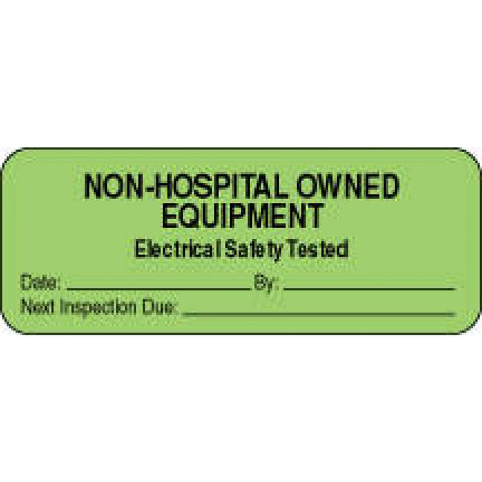 Label Paper Removable Non-Hospital Owned 2 1/4" X 7/8" Fl. Green 1000 Per Roll