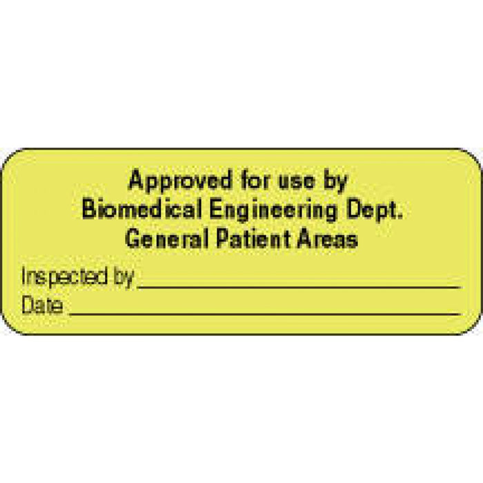 Label Paper Removable Approved For Use 2 1/4" X 7/8" Fl. Yellow 1000 Per Roll