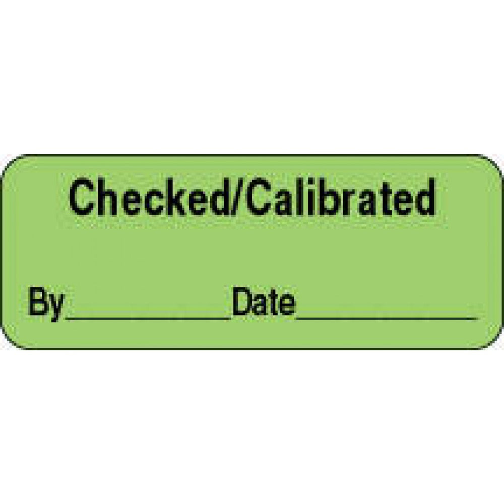 Label Paper Removable Checked/Calibrated By 2 1/4" X 7/8" Fl. Green 1000 Per Roll