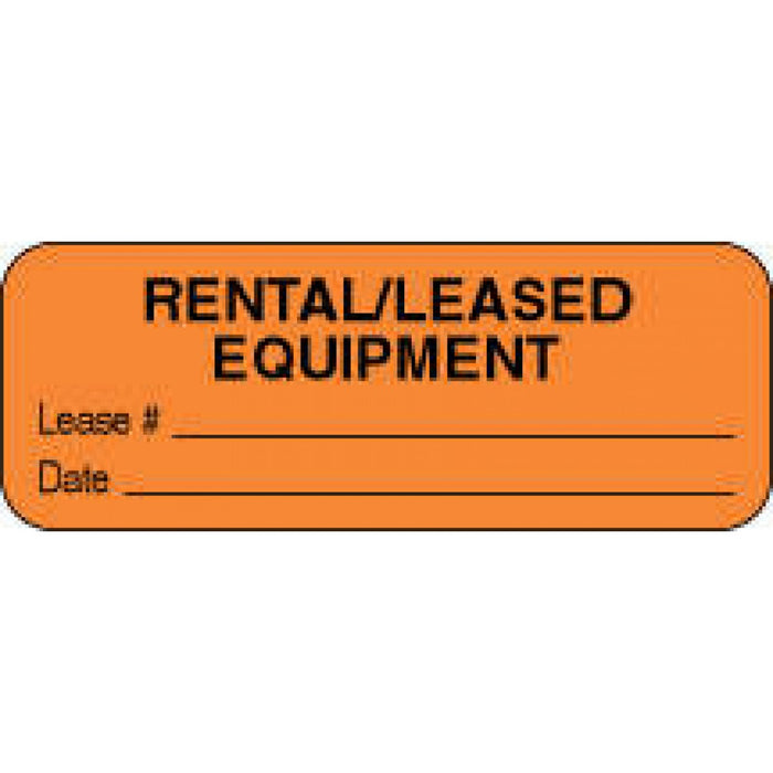 Label Paper Removable Rental/Leased Equipment 2" X 3/4" Fl. Orange 1000 Per Roll