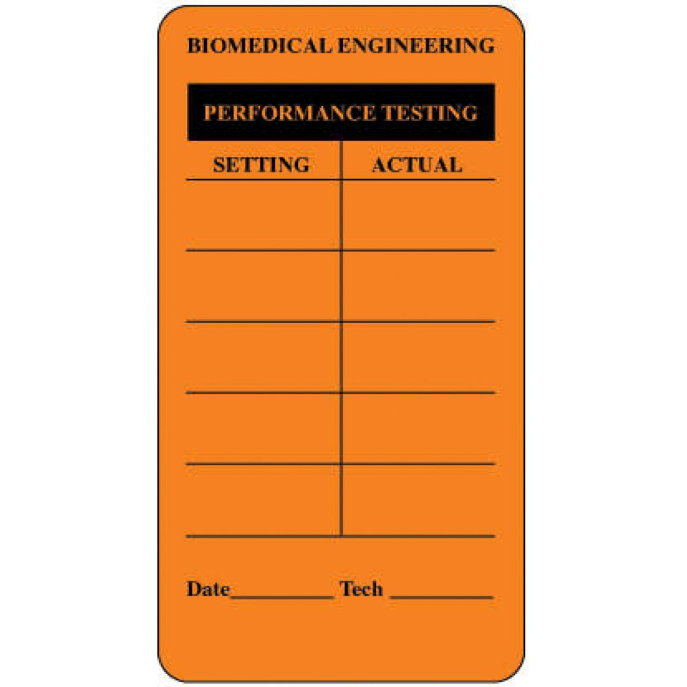 Label Paper Permanent Biomedical Engineering 3" X 1 3/4" Fl. Orange 500 Per Roll