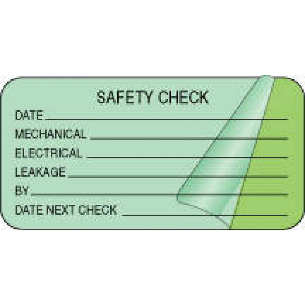 Label Self-Laminating Paper Removable Safety Check 1" 1/2" Core 2 X 1 Fl. Green 1000 Per Roll