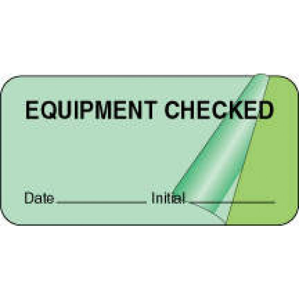 Label Self-Laminating Paper Removable Equipment Checked 1" Core 2" X 1 Fl. Green 1000 Per Roll