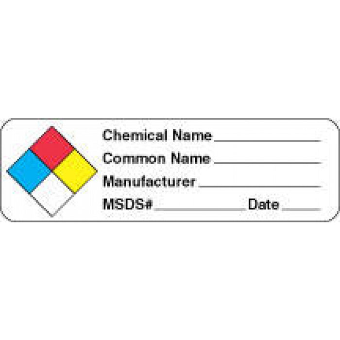 Label Paper Permanent Chemical Name 2 7/8" X 7/8" White 1000 Per Roll