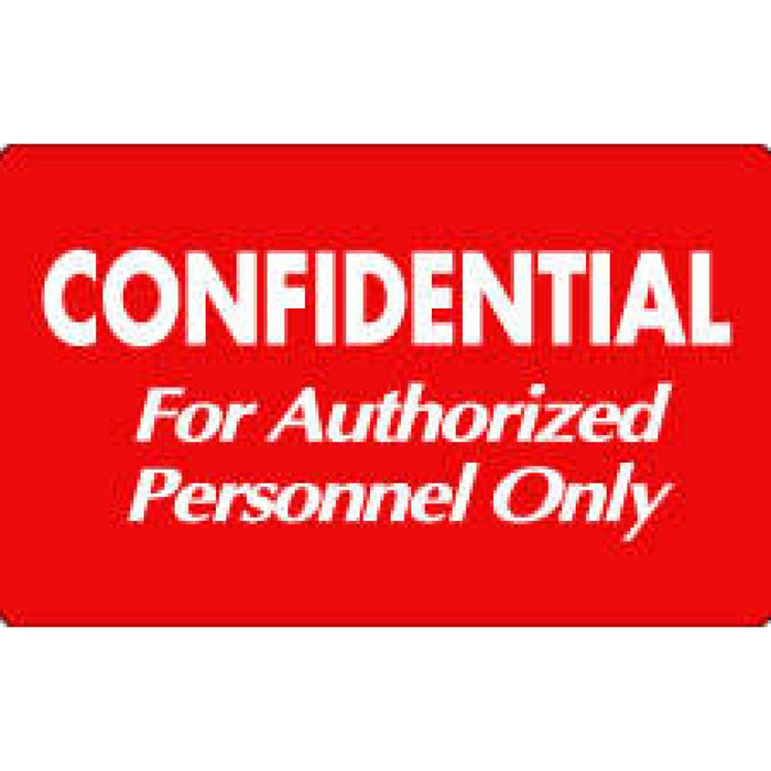 Label Paper Permanent Confidential For 3" Core 4" X 2 1/2" Red 500 Per Roll