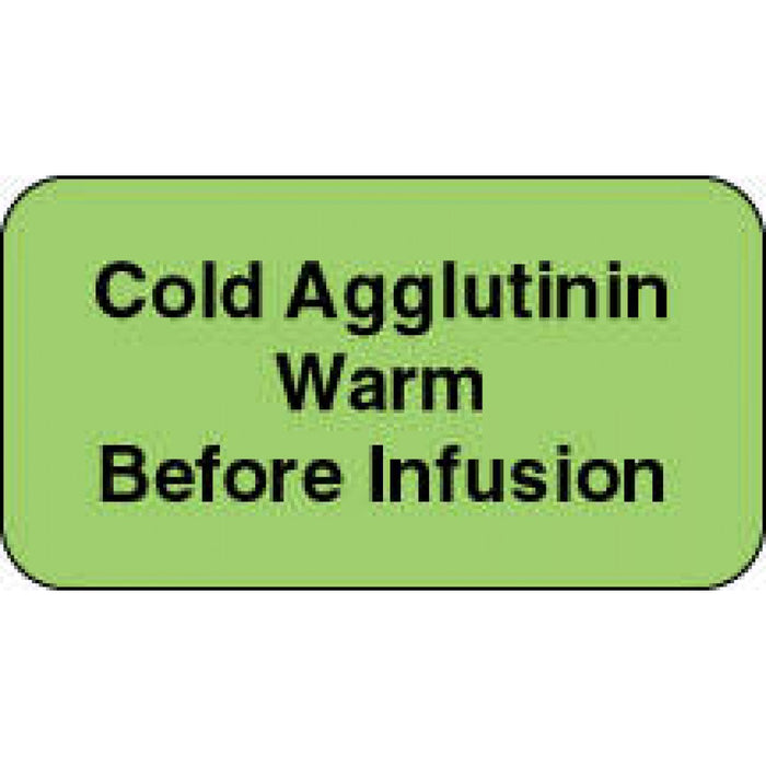 Label Paper Permanent Cold Agglutinin Warm 1 5/8" X 7/8" Fl. Green 1000 Per Roll