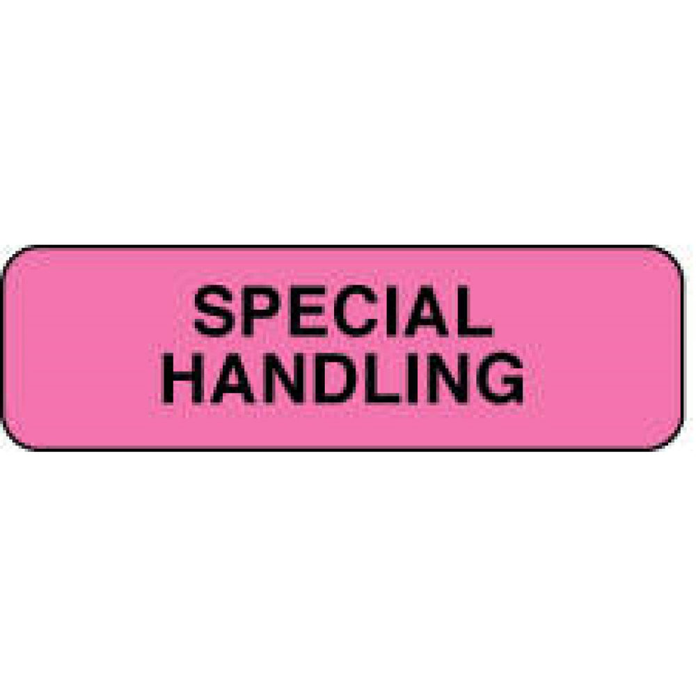 Label Paper Permanent Special Handling 1 1/4" X 3/8" Fl. Pink 1000 Per Roll